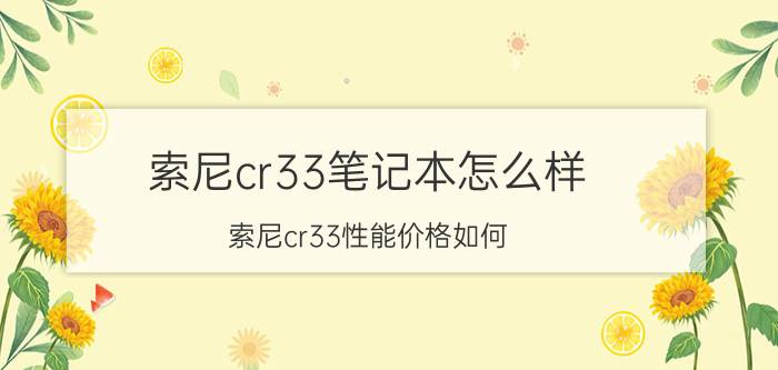 索尼cr33笔记本怎么样 索尼cr33性能价格如何